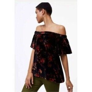 Loft Floral Velvet Off Shoulder Top Size XS